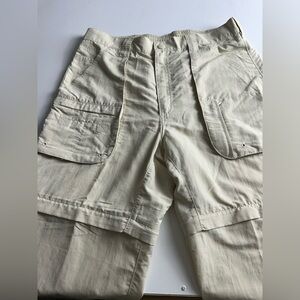 Failed and stream men’s size medium convertible, beige cargo pocket hiking pants